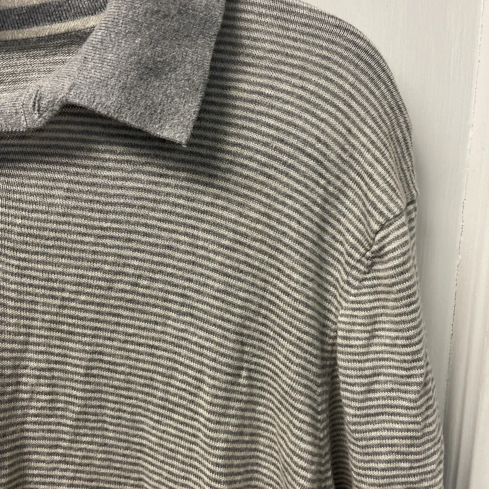 Banana Republic Men's Grey Striped Short Sleeve Polo Shirt Size XL